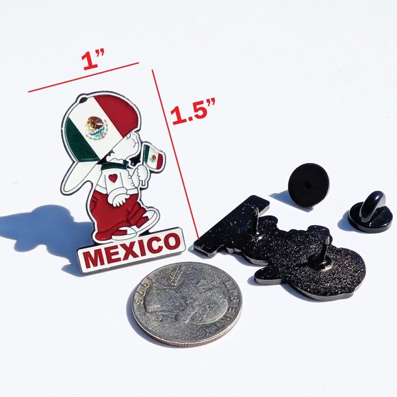 Pin Mexico Pin For Caps Clothing Enamel Badge Mexican Boy Pin Mexican Flag Pin - Picture 2 of 5